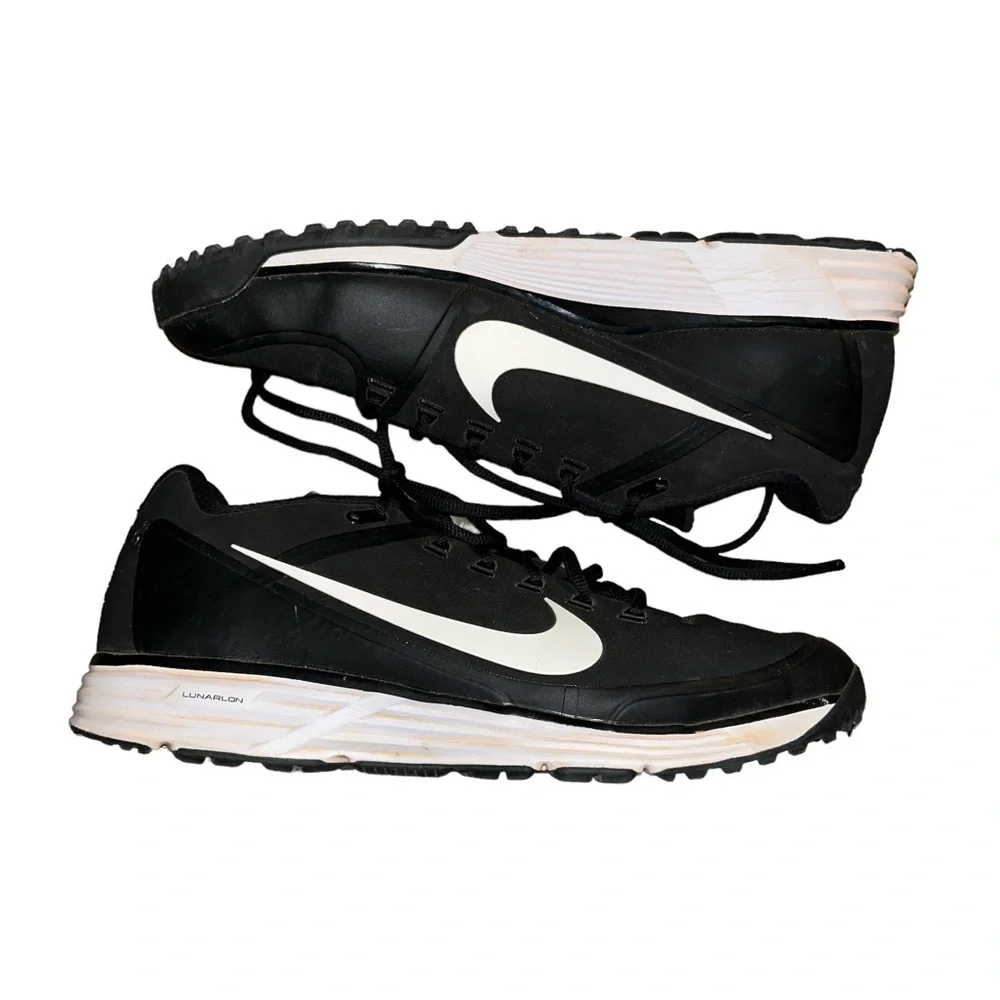 Nike Lunarlon Men's Black White Sneakers/Baseball 880262-010 Size 13 2016